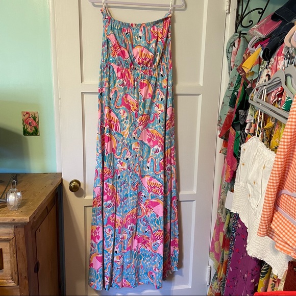 Lilly Pulitzer flamingo 🦩 Marlisa maxi dress in peel and eat - Picture 2 of 14